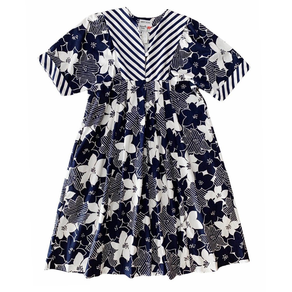 Vintage Liberty House of Hawaii Blue and White Floral MuuMuu Dress - Picture 2 of 9